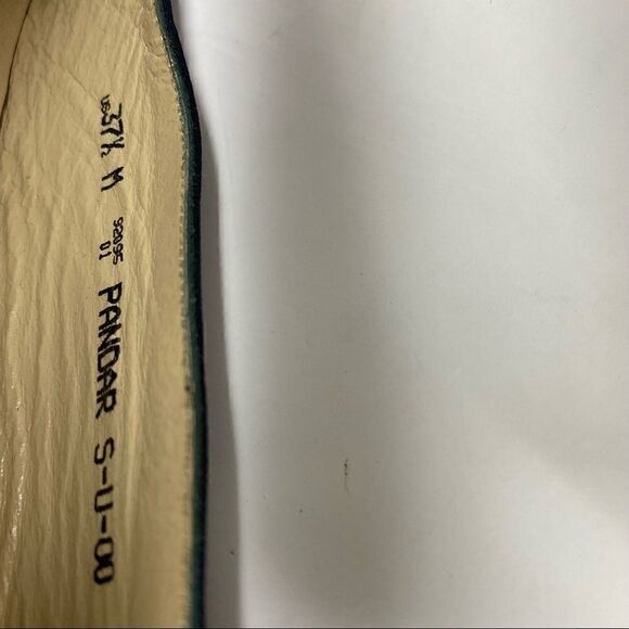 Sold! Bally Sz 7 Blue Pandar Gold Accents Career Slip On Designer Chunky Pumps - Picture 10 of 13